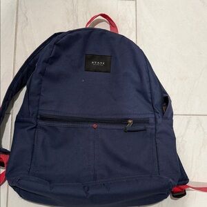 STATE Dark Blue Backpack with Red Accents